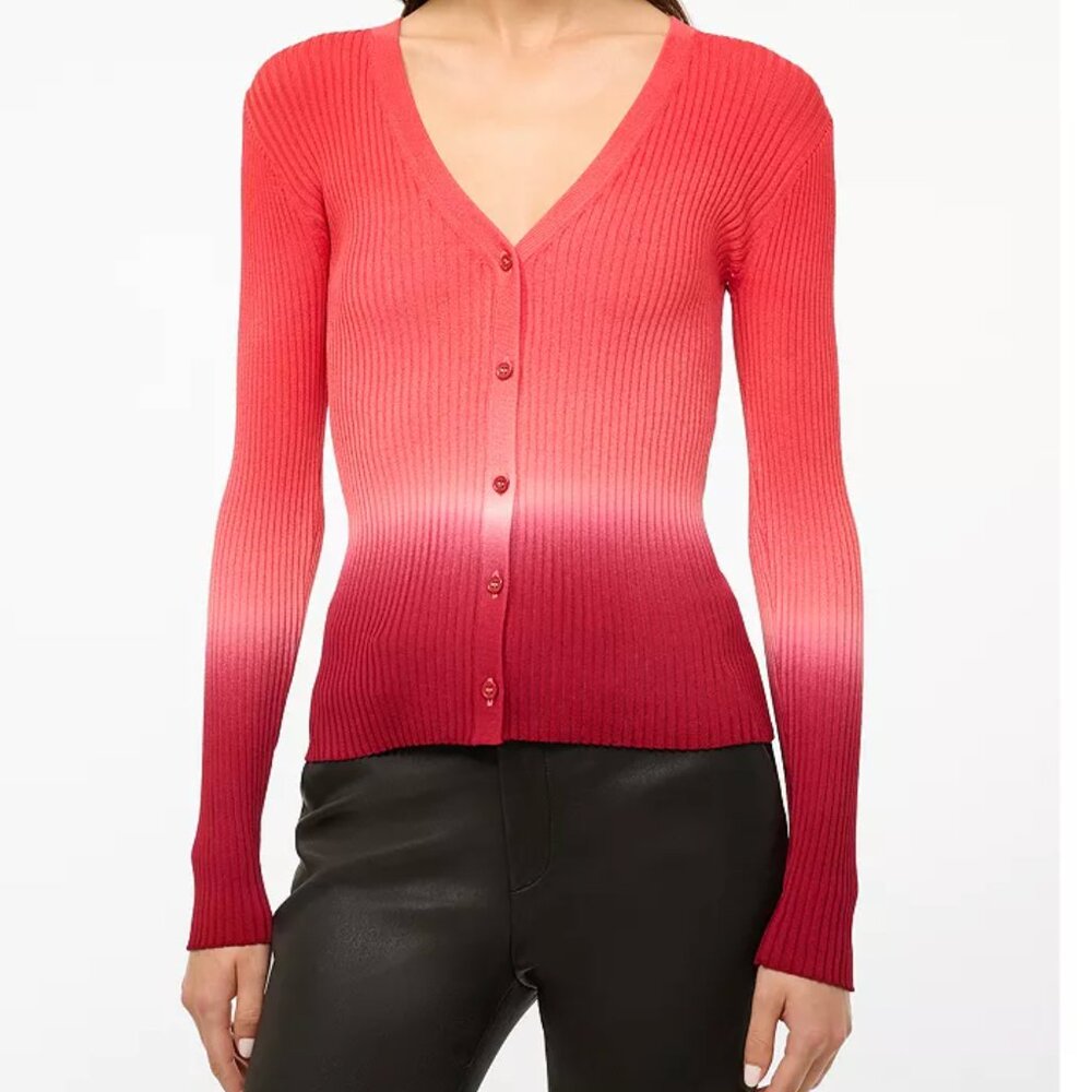 Staud Cargo Sweater Cardigan Red Ombre sz Small